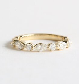 American Jewelry 14k Yellow Gold 1ctw Round and Marquise Diamond Alternating Single Prong Wedding Band (Size 7)