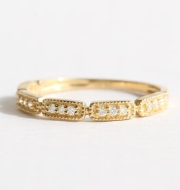 American Jewelry 14k Yellow Gold .12ctw Diamond Milgrain Wedding band (Size 7)