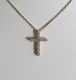 American Jewelry 14k Yellow Gold .48ctw Diamond Cross Necklace