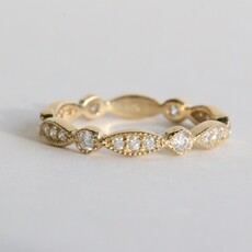 American Jewelry 14k Yellow Gold .36ctw Diamond Milgrain Wedding Band (Size 7)