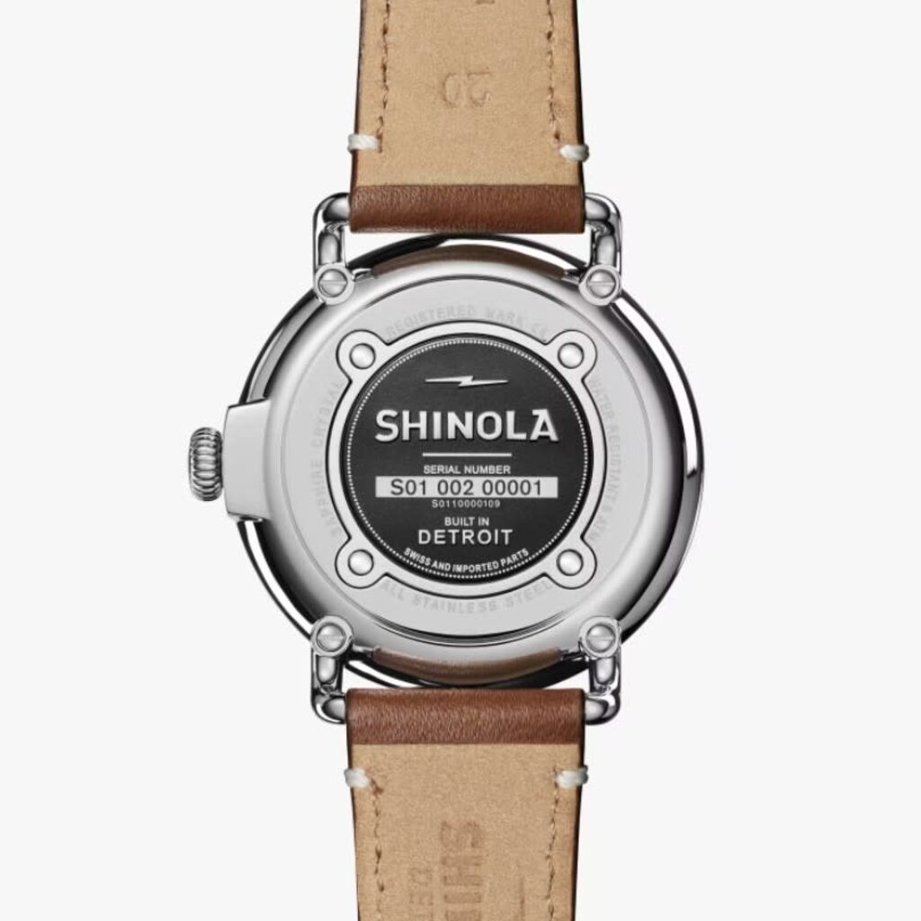 American Jewelry Shinola Runwell 41mm White with Tan Leather Watch
