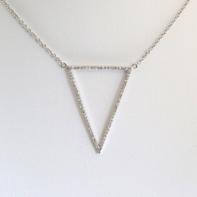 American Jewelry 14k White Gold .22ctw Diamond Triangle Necklace