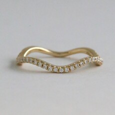 American Jewelry 14k Yellow Gold .19ctw Diamond Wave Wedding Band Ring