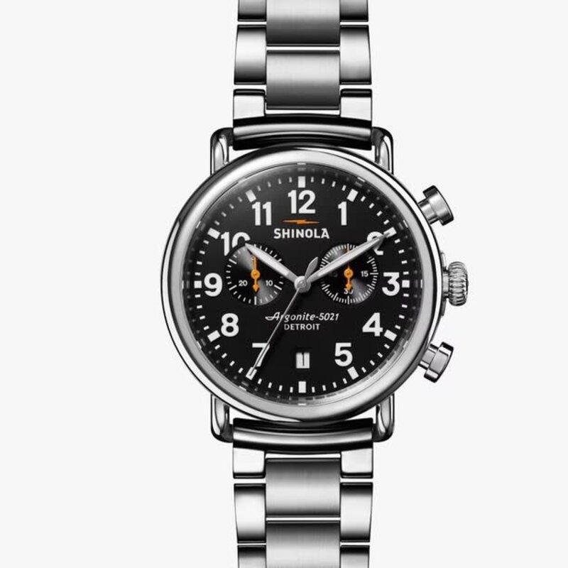 Shinola Shinola Runwell 2 Eye Chrono 41mm Black Dial with Silver Strap Watch