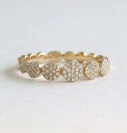American Jewelry 14k Yellow Gold .18ctw Diamond Pave Scalloped Bubble Wedding Band