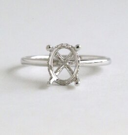 American Jewelry 14k White Gold .07ctw Diamond Hidden Halo Polished Shank Semi Set Engagement Ring
