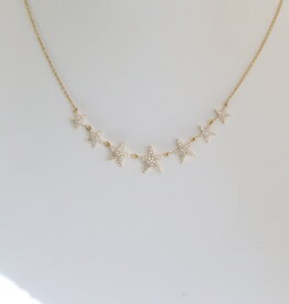 American Jewelry 14k Yellow Gold .34ctw Diamond 7 Star Necklace