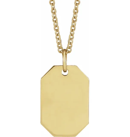 American Jewelry 14k Yellow Gold Engravable Dog Tag Necklace (16"-18" Adjustable)