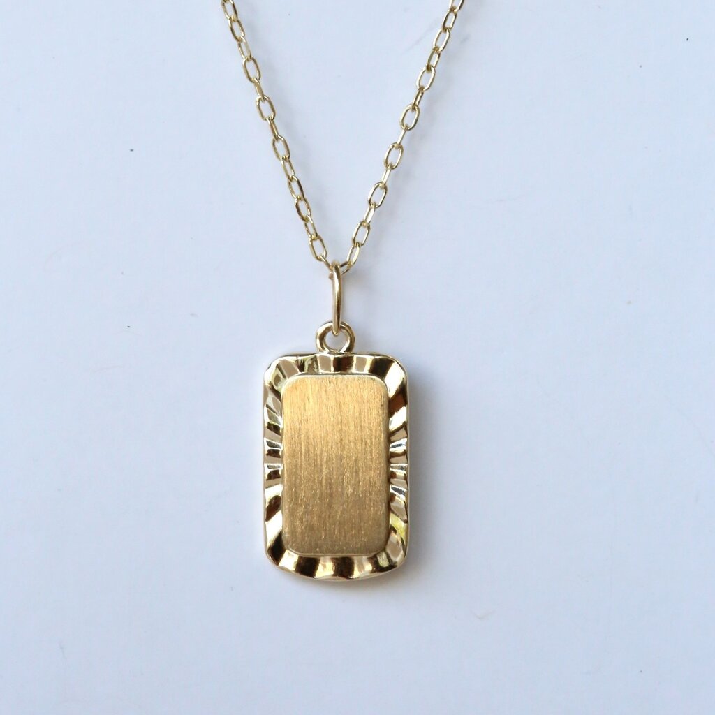 14k Yellow Gold Engravable Sunburst Pendant (18")