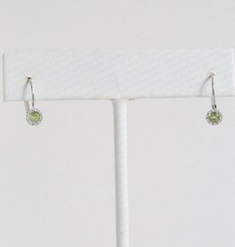 American Jewelry 14k White Gold .23ct Peridot .06ct Diamond Lever Back Dangle Earrings