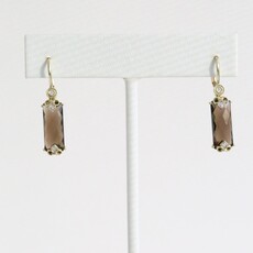 American Jewelry 14k Yellow 6.98ct Smoky Quartz .03ct Diamond Accent Dangle Earrings