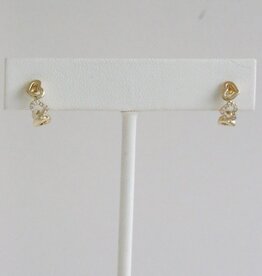 American Jewelry 14k Yellow Gold .08ct Diamond Triple Heart Hoop Earrings