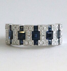 American Jewelry 14k White Gold 1.65ct Sapphire .36ct Diamond Fashion Band Ring