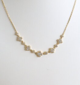 American Jewelry 14k Yellow Gold .93ctw Diamond Clover Line Necklace