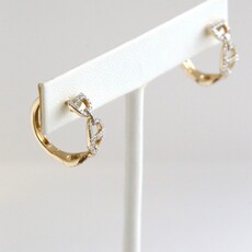 American Jewelry 14k Yellow Gold .45ctw Diamond Mariner Link Hoop Earrings