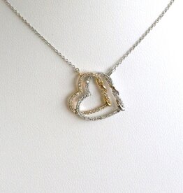 American Jewelry 14k White & Yellow Gold .20ctw Diamond Double Twisted Heart Necklace