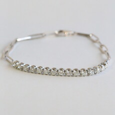 American Jewelry 14k White Gold .75ctw Diamond Tennis Paperclip Chain Bracelet (7")