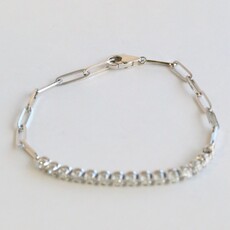 American Jewelry 14k White Gold .75ctw Diamond Tennis Paperclip Chain Bracelet (7")