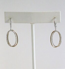 American Jewelry 14k White and Yellow Gold .39ctw Diamond Double Oval Dangle Earrings