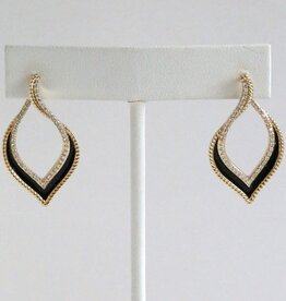 American Jewelry 14k Yellow Gold Black Enamel .52ct Diamond Open Dangle Earrings