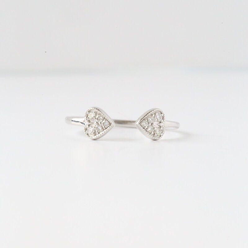 American Jewelry 14k White Gold .13ctw Diamond Pave Heart Open Ring