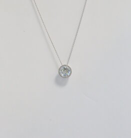 American Jewelry 14k White Gold 1.24ctw Rose Cut Aquamarine .05ctw Diamond Round Halo Necklace