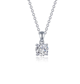 American Jewelry Lafonn Sterling Silver w Platinum 1.25ctw Simulated Diamond 4-Prong Solitaire Necklace