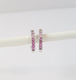 American Jewelry 14k White Gold Pink Sapphire Huggie Hoop Earrings