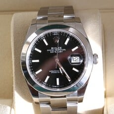 Rolex Preowned Rolex Oyster Perpetual Datejust Watch w/ Black Dial