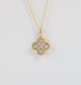American Jewelry 14k Yellow Gold .26ctw Diamond Milgrain Clover Necklace