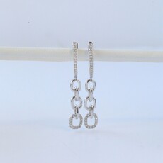 American Jewelry 14k White Gold .18ctw Diamond Hoop Dangle Earrings