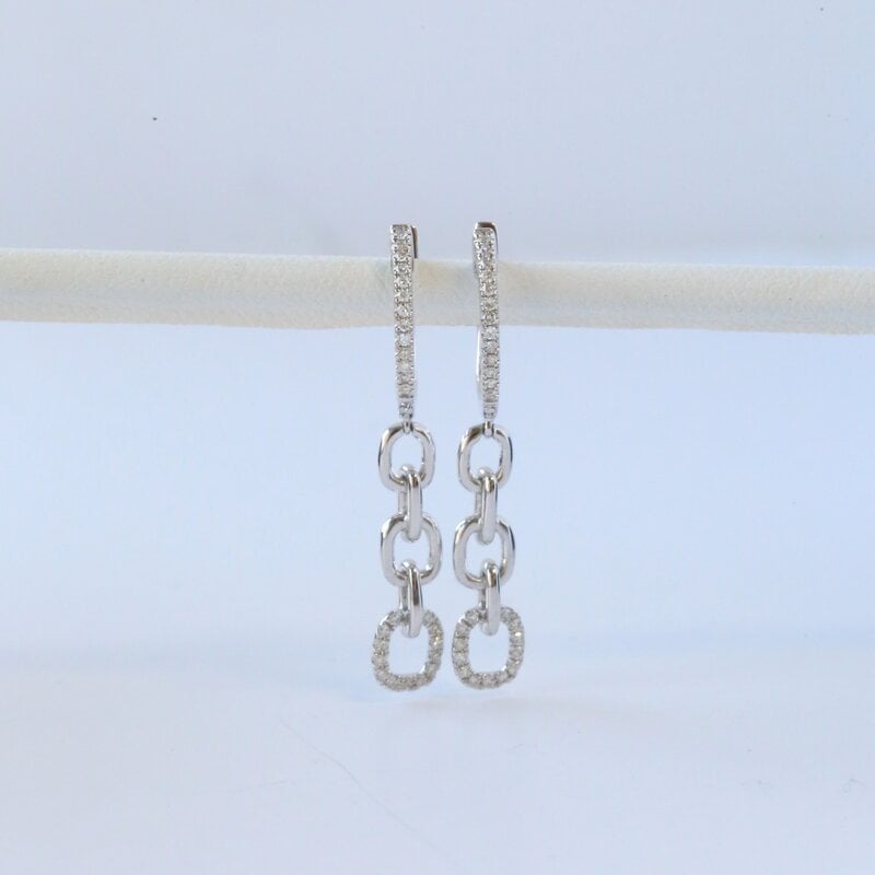 American Jewelry 14k White Gold .18ctw Diamond Hoop Dangle Earrings