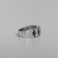 American Jewelry 14k White Gold 1.65ct Sapphire .36ct Diamond Fashion Band Ring