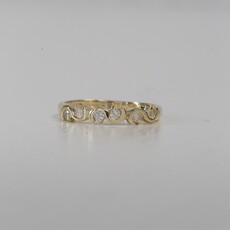 American Jewelry 14k Yellow Gold .12ctw Diamond Wave Wedding Band