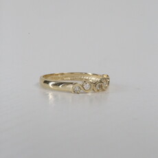 American Jewelry 14k Yellow Gold .12ctw Diamond Wave Wedding Band