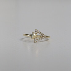 American Jewelry 14k Yellow Gold .12ct Diamond Triangle Open Ring