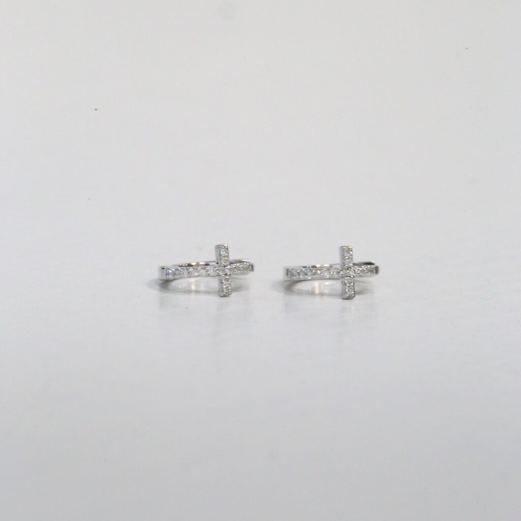 Cross huggie store earrings