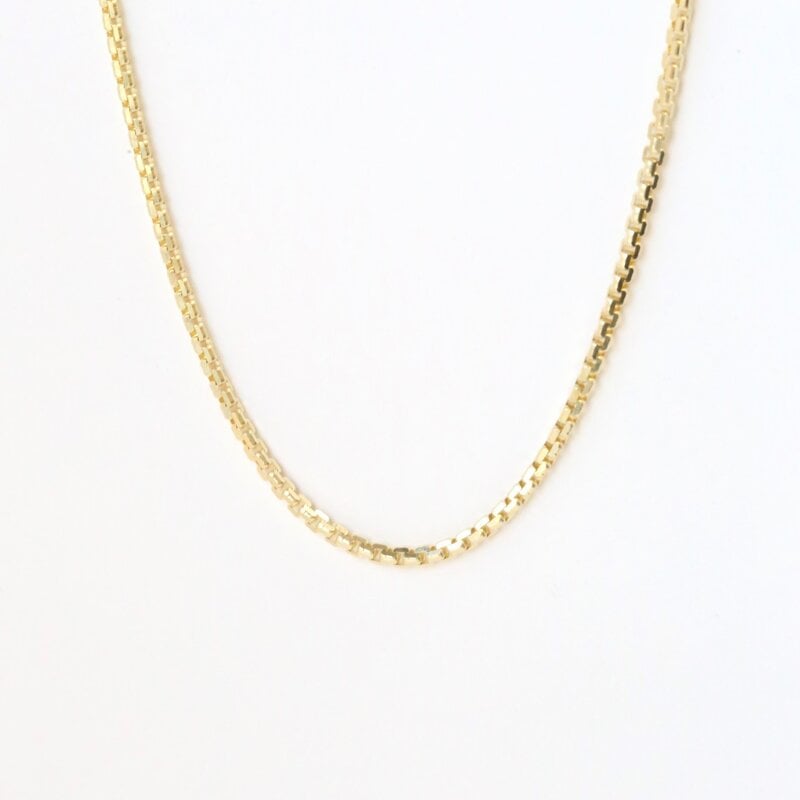 14k Yellow Gold 2.25mm Diamond Cut Rounded Box Chain (22")