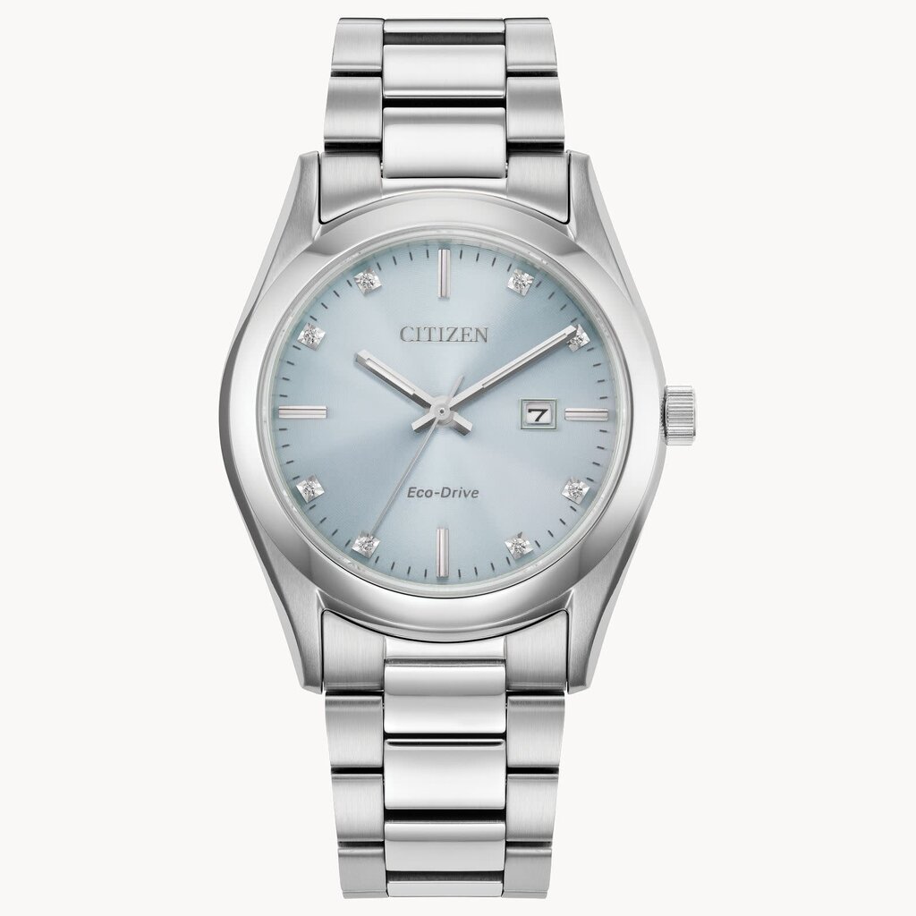 Citizen Citizen Eco Drive Ladies Sport Luxury Watch w/ Crystal and Light Blue Dial