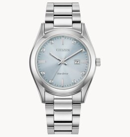 Citizen Citizen Eco Drive Ladies Sport Luxury Watch w/ Crystal and Light Blue Dial