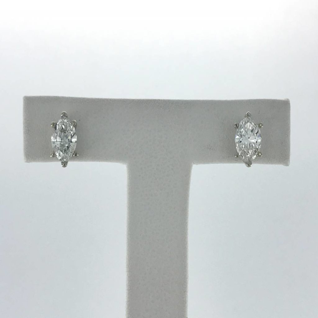 14k White Gold 1ctw Diamond Marquise Stud Earrings