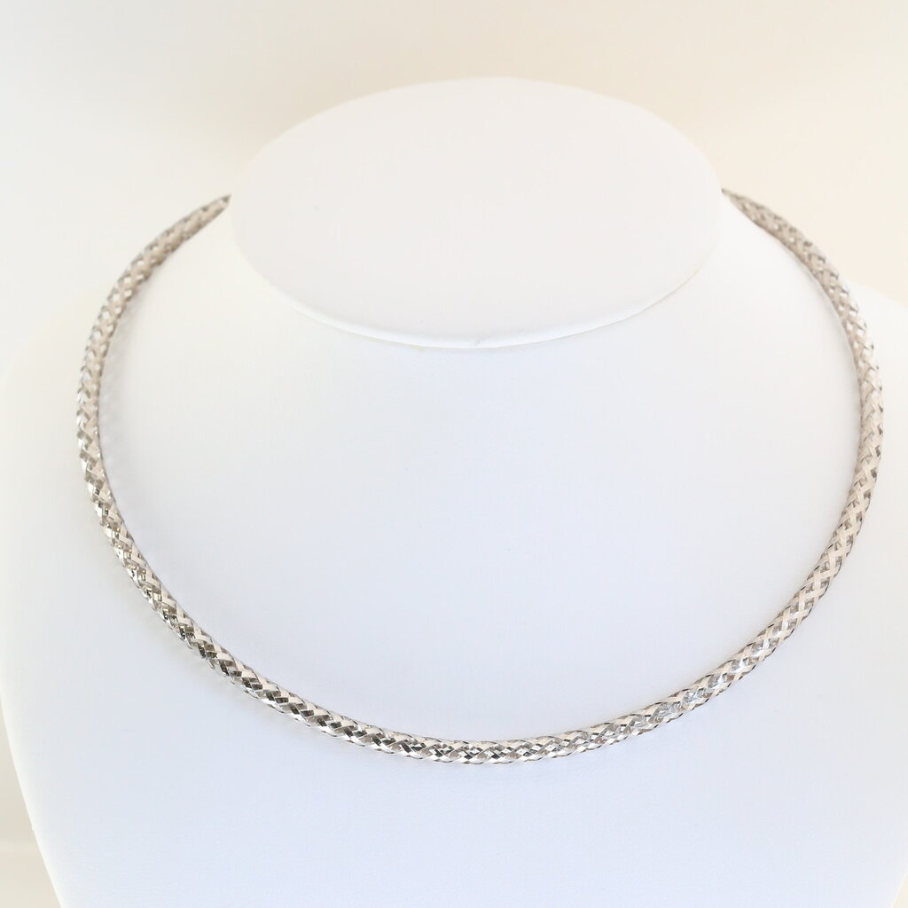 American Jewelry 14k White Gold 3.3mm Hollow Woven Necklace