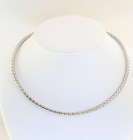 American Jewelry 14k White Gold 3.3mm Hollow Woven Necklace