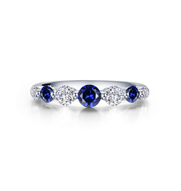 Lafonn Lab Grown Blue Sapphire .91ctw 7 Symbols of Joy Ring (Size 6)