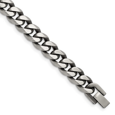 Stainless Steel Antiqued and Brushed 10.5mm Curb Bracelet (8.5")