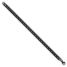 Stainless Steel Polished Black Curb Chain Bracelet (9")