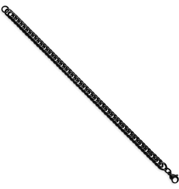 Stainless Steel Polished Black Curb Chain Bracelet (9")