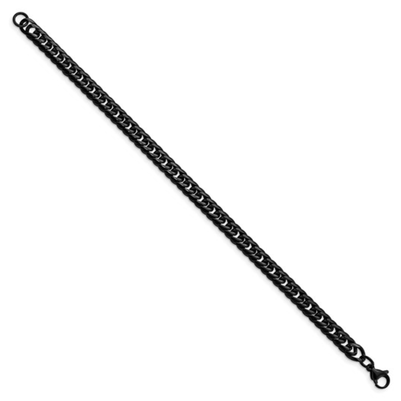Stainless Steel Polished Black Curb Chain Bracelet (9")