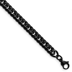Stainless Steel Polished Black Curb Chain Bracelet (9")