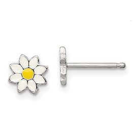 Sterling Silver Children's Enameled Flower Post Stud Earrings